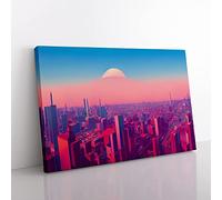 Heavenly City Skyline Architecture Canvas Wall Art Print Ready to Hang, Framed Picture for Living Room Bedroom Home Office Décor, 76x50 cm (30x20 Inch)