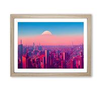 Heavenly City Skyline Architecture Framed Print | A2 Oak Framed Wall Art | Ready to Hang | Modern Cityscape Picture | Living Room Bedroom Lounge Office