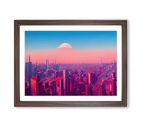 Heavenly City Skyline Architecture Framed Wall Art Print A2 Walnut