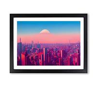 Heavenly City Skyline Architecture H1022 Framed Print for Living Room Bedroom Home Office Décor, Wall Art Picture Ready to Hang, Black A4 Frame (34 x 25 cm)