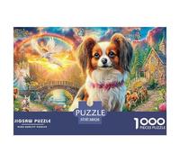 Heavenly Dog Scene 1000 Pieces Dog Scenic Vibrant Portraitplastic Puzzle Pieces Family Interlocking Educational Toy Kids Birthday Gift Sustainable Eco-friendly 38x26cm/1000pcs