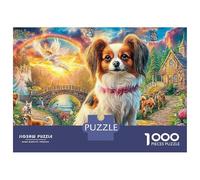 Heavenly Dog Scene Jigsaw Puzzles for Adults Difficult Challenges 1000 Piece Cute Difficult Hard Jigsaw Puzzles for Man And Woman with Letters on Back 38x26cm/1000pcs