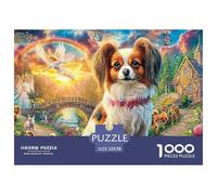 Heavenly Dog Scene Thousand Piece Dog Scenic Vibrant Portraitcardboard Jigsaw Puzzle Travel Thick Pieces No Burrs Lightweight Travel Friendly Easy 52x38cm/1000pcs