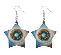 Heavenly Eye Wooden Earrings for Women, Vintage Elegant Wood Jewelry, Lightweight Earrings for Wedding, Party, Everyday Jewelry Gift, Star, Wood, wood