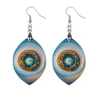 Heavenly Eye Wooden Earrings for Women, Vintage Elegant Wood Jewelry, Lightweight Earrings for Wedding, Party, Everyday Jewelry Gift, Apricot shaped, Wood, wood