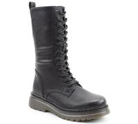 Heavenly Feet Avena 2 Womens Mid Calf Biker Boots Lace Up Memory Foam Fashion Autumn Winter Boot (Black2, UK Footwear Size System, Adult, Women, Numeric, Medium, 7)
