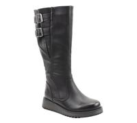 Heavenly Feet Bernice Wide Calf Boots, Vegan Friendly Ladies Tall Boots with Adjustable Buckles, Memory Foam Insole & Warm Lining, Black Equestrian Style Long Boots for Women, Black Size 5