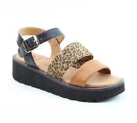 Heavenly Feet Black Leopard Tan Fleur Sandals