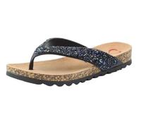Heavenly Feet Crocus Sparkly Glitter Flip Flop Sandals Vegan Cork Footbed Comfort Slider (Black, UK Footwear Size System, Adult, Women, Numeric, Medium, 3)