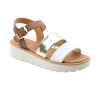 Heavenly Feet Fleur Tan/Gold/White Womens Sandals 3 UK