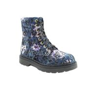 Heavenly Feet Justina 2 Flora Blue Floral Womens Biker Boots AB0005140-72