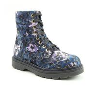 Heavenly Feet Justina 2 Flora Blue Floral Womens Biker Boots AB0005140-72