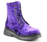 Heavenly Feet Lace Up Ankle Boots, Velour, Contemporary Stylish Colourful, Vegan, Memory Foam Plush Lining (Purple Velour, UK Footwear Size System, Adult, Women, Numeric, Medium, 4)