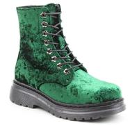 Heavenly Feet Lace Up Ankle Boots Velour Contemporary Stylish Colourful Vegan Memory Foam Plush Lining Winter Boot (Emerald, UK Footwear Size System, Adult, Women, Numeric, Medium, 4)