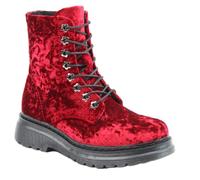 Heavenly Feet Lace Up Ankle Boots, Velour, Contemporary Stylish Colourful, Vegan, Memory Foam Plush Lining (Scarlett Velour, UK Footwear Size System, Adult, Women, Numeric, Medium, 4)
