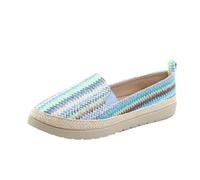Heavenly Feet Ladies Espadrilles Woven Pattern Slip-On Pumps Comfort Cushioned Insole Jute Style Deck Shoe (Blue Zig Zag, UK Footwear Size System, Adult, Women, Numeric, Medium, 6.5)
