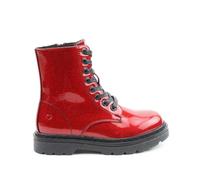 Heavenly Feet Ladies Justina Chunky Ankle Boots Lace Up Fashion Retro Lace Up (Red Glitter, numeric_3)