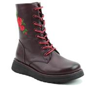 Heavenly Feet Ladies Mid Calf Boots Martina Zip Up Memory Foam Casual Biker (Rose Burgundy, UK Footwear Size System, Adult, Women, Numeric, Medium, 4)