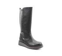 Heavenly Feet Luna Faux Leather Tall Riding Boots, Wedge Heel, Memory Foam, Elastic Panel, 38 cm (Black, UK Footwear Size System, Adult, Women, Numeric, Medium, 3)