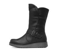 Heavenly Feet Maya Womens Black Buckle Calf Boot - Size 5 UK - Black