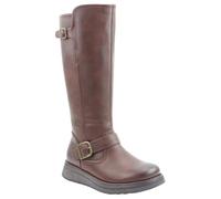 Heavenly Feet Rubymae2 Ladies Tall Calf Boots Vegan Friendly Memory Foam Insoles Twin Buckle Detail Black and Brown (Chocolate, UK Footwear Size System, Adult, Women, Numeric, Medium, 8)