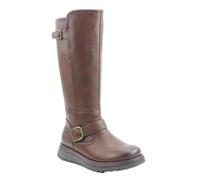 Heavenly Feet Rubymae2 Ladies Tall Calf Boots Vegan Friendly Memory Foam Insoles Twin Buckle Detail Black and Brown (Chocolate, UK Footwear Size System, Adult, Women, Numeric, Medium, 5)