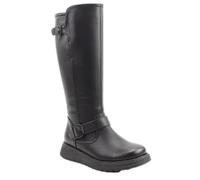 Heavenly Feet Rubymae2 Ladies Tall Calf Boots Vegan Friendly Memory Foam Insoles Twin Buckle Detail Black and Brown (Black, UK Footwear Size System, Adult, Women, Numeric, Medium, 3)