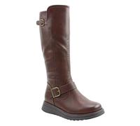 Heavenly Feet Rubymae2 Wide Calf Knee High Boots, Vegan Friendly Ladies Tall Boots with Adjustable Buckles, Memory Foam Insole & Stretch Panels, Curvy Fit Long Boots for Women, Chocolate Size 7