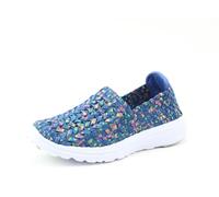 Heavenly Feet Slip On Casual Woven Trainer Lightweight Summer Beach Sports Shoes (Blue Multi, UK Footwear Size System, Adult, Women, Numeric, Medium, 6.5)