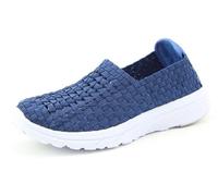 Heavenly Feet Slip On Casual Woven Trainer Lightweight Summer Beach Sports Shoes (Navy, UK Footwear Size System, Adult, Women, Numeric, Medium, 5)