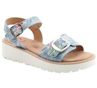 Heavenly Feet Sonja Platform Sandals with Buckle Open Toe Cushioned Footbed Litesoles Collection Multiple Colours (Blue Floral, UK Footwear Size System, Adult, Women, Numeric, Medium, 4)