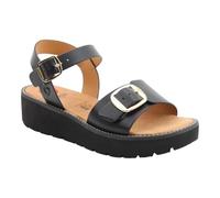 Heavenly Feet Sonja Platform Sandals with Buckle Open Toe Cushioned Footbed Litesoles Collection Multiple Colours (Black, UK Footwear Size System, Adult, Women, Numeric, Medium, 8)
