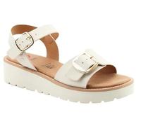 Heavenly Feet Sonja Platform Sandals with Buckle Open Toe Cushioned Footbed Litesoles Collection Multiple Colours (Stone, UK Footwear Size System, Adult, Women, Numeric, Medium, 4)