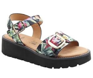 Heavenly Feet Sonja Platform Sandals with Buckle Open Toe Cushioned Footbed Litesoles Collection Multiple Colours (Black Floral, UK Footwear Size System, Adult, Women, Numeric, Medium, 6)