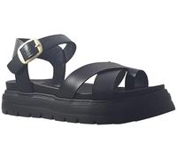Heavenly Feet Temple Women's Cross Strap Platform Sandal with Ankle Buckle (Black, UK Footwear Size System, Adult, Women, Numeric, Medium, 8)