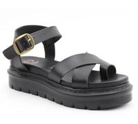 Heavenly Feet Temple Women's Cross Strap Platform Sandal with Ankle Buckle (Black, UK Footwear Size System, Adult, Women, Numeric, Medium, 8)