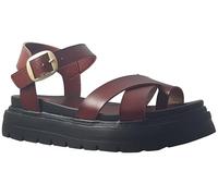 Heavenly Feet Temple Women's Cross Strap Platform Sandal with Ankle Buckle (Redwood, UK Footwear Size System, Adult, Women, Numeric, Medium, 5)