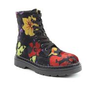 Heavenly Feet Womens Justina2 Floral Velour Black Blue Faux Leather Vegan Boots (Black, UK Footwear Size System, Adult, Women, Numeric, Medium, 5)
