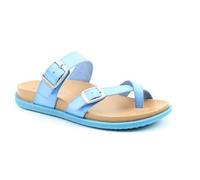 Heavenly Feet Womens Sandals Flat Cross Toe Strappy Vegan Slip On Buckle Footbed Comfort Summer Shoes (Blue, uk_footwear_size_system, adult, women, numeric, medium, numeric_3)