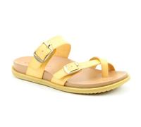 Heavenly Feet Womens Sandals Flat Cross Toe Strappy Vegan Slip On Buckle Footbed Comfort Summer Shoes (Ocre, uk_footwear_size_system, adult, women, numeric, medium, numeric_5)