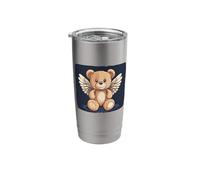 Heavenly Fun with a Teddy Bear and Angel Wings Stainless Steel Insulated Tumbler