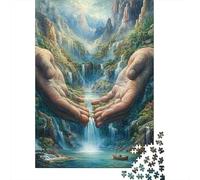 Heavenly Hands1000 Pieces Durable Cardboard Hand Waterfall Jigsaw Puzzle Collection Adults Fun Party Game Mind Relaxation Perfect 70x50cm/1000pcs