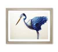 Heavenly Heron Bird Framed Wall Art Print A2 Oak