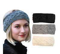 HEAVENLY HIMALAYAN Head Band - 100% Handmade, Soft Nepal Wool - Support Moms in Ethically Made Business - Thick Extra Wide Winter & Summer Fabric Ear Warmers Headbands for Women (Black White and Grey)