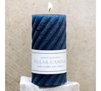 Heavenly Homes and Gardens Twisted Inky Blue Pillar Candle 7x13cm, 1x, Unscented, Modern, Through Colour Twisted, Rustic Finish, Long Lasting Clean Burn