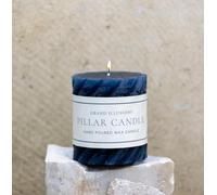 Heavenly Homes and Gardens Twisted Inky Blue Pillar Candle 7x7.5cm, Unscented, Rustic Finish, Perfect for General Home Decor