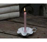 Heavenly Homes & Gardens White Metal Antique Finish Rustic Round Fluted Taper Candle Holder, Perfect for Casual Occasions, Adds Vintage Feel, Measures D 8cm x W 4.25cm x H 4cm