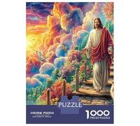 Heavenly Journey 1000 Pc Cardboard DIY Stairway to Heaven Jesus Jigsaw, Challenging Puzzle Adults/Teens, Stress Relief, Vibrant Colours & Indoor Leisure 52x38cm/1000pcs