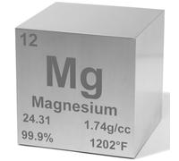 Heavenly Metals 1.5" Magnesium Cube - 99.9% Pure Element for Chemistry - Periodic Table Design for Scientific Collection, Education & Gifting