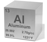 Heavenly Metals Aluminum 1"" Metal Density Cube - 99.9% Pure Element for Chemistry - Educational Scientific Chemistry Elemental Specimen